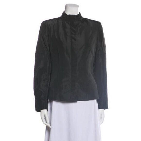 Valentino Vintage Authentic Solid Black Long Sleeve Button Down Jacket Medium - Picture 1 of 8